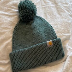 Carhartt Teal Knit Beanie with Pom-Pom